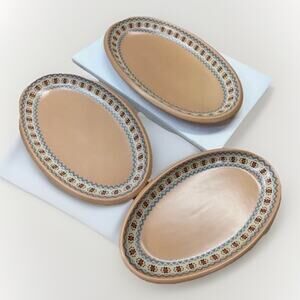 Dowan Serving Plates Set Of 3 Graduating Sizes Oval Peachy Tan Southwest Style